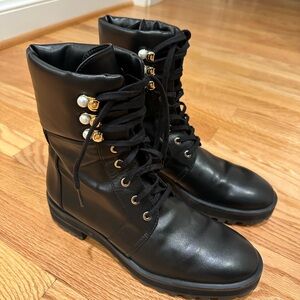 Stuart Weitzman Black Pearlie Combat Boot Bootie US size 9 women’s